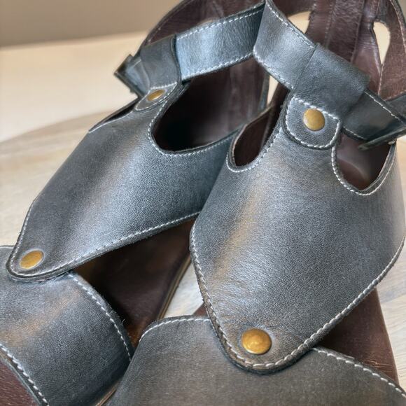 Bed Stu Roan Hali Black Leather Slingback Sandals Flats US Size 7.5 - Picture 4 of 10